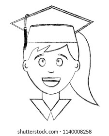 young woman graduated avatar character