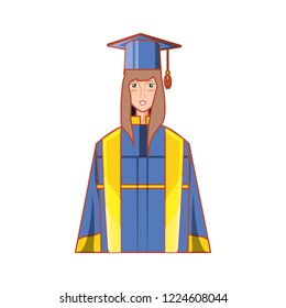 young woman graduated avatar character