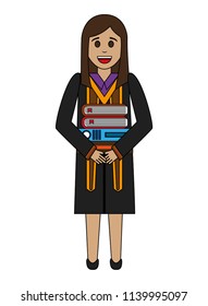 young woman graduated with books avatar character