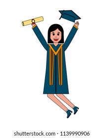 young woman graduated with diploma celebrating