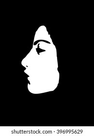 Young woman graffiti stencil face. Profile view vector art.