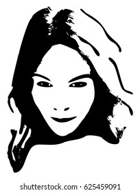 Young Woman Graffiti Stencil Face Stencil Stock Illustration 625757312