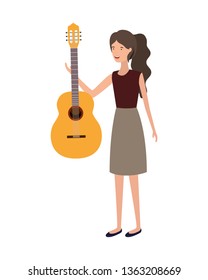young woman with guitar character