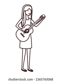 young woman with guitar character