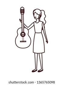 young woman with guitar character