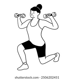 Young Woman gym handdrawn illustration