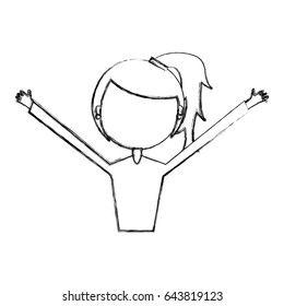 young woman with hands up avatar character