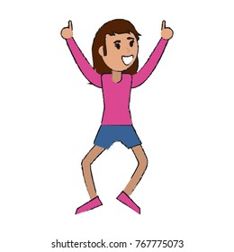 Young woman happy cartoon