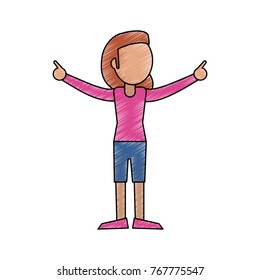Young woman happy cartoon