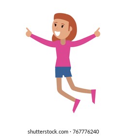 Young woman happy cartoon
