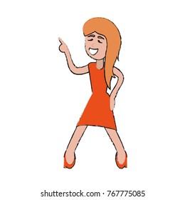 Young woman happy dancing cartoon
