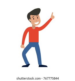 Young woman happy dancing cartoon