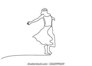 young woman happy hope relax calm windy line art design