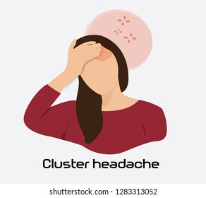 Young woman has a migraine headache.Cartoon style vector illastration isolate on background.