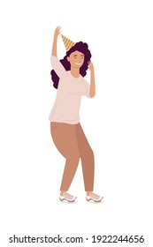 young woman with hat celebrating birthday character vector illustration design