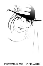 A young woman with a hat is posing.
