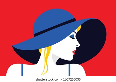 Young woman with hat. Vector illustration
