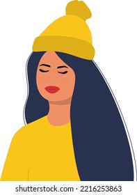 Young woman in a hat. Vector illustration