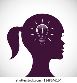 young woman have a good idee lamp vector illustration