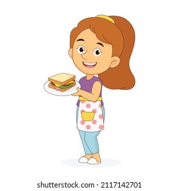 Young Woman Having Breakfast on white background