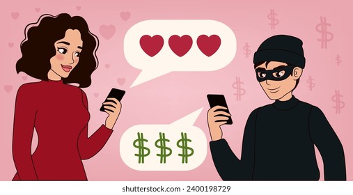 Young woman having online date with fake boyfriend. Concept of i