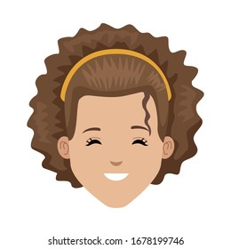 young woman head avatar character vector illustration design