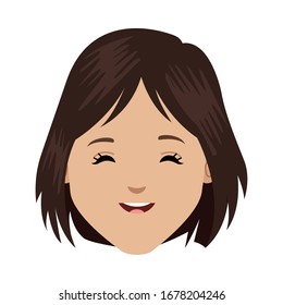 young woman head avatar character vector illustration design