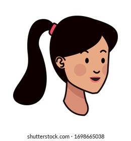 young woman head avatar character vector illustration design