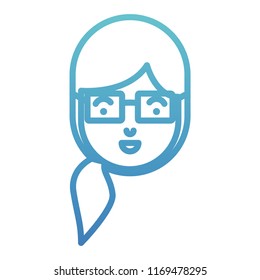 young woman head with glasses character