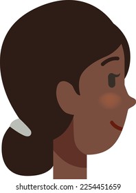 Young woman head side view. Black person portrait