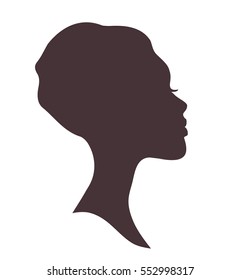 Young woman head silhouette with stylish african national headdress