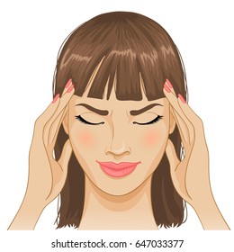 Young Woman With Headache, Vector Image