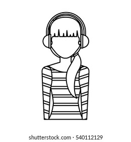 young woman with headset character vector illustration design