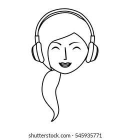 young woman with headset character vector illustration design