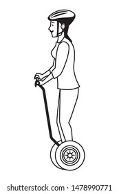 Young woman with helmet on electric scooter ,vector illustration graphic design.
