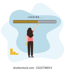 Young woman helping the process Loading. Waiting for download to complete. Submission problems. We are working on the site, please wait a little more. Flat vector illustration
