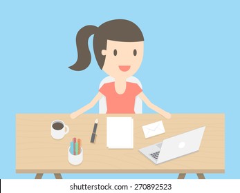 Young woman in her home office