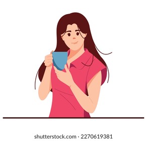 Mujer joven sosteniendo una taza de café