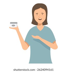 Young woman holding a jar of moisturizing cream promoting skincare for healthy skin