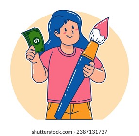 Young Woman holding paint brush