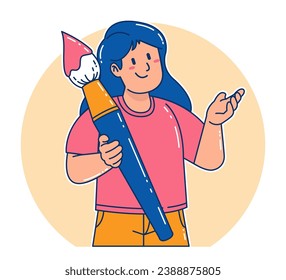 Young Woman holding paint brush