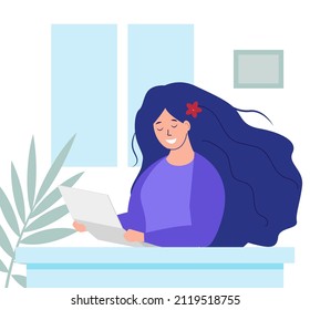 Young woman holding paper and reading letter feeling happy and glad. Student receives scholarship information or female getting loan approval concept. Vector