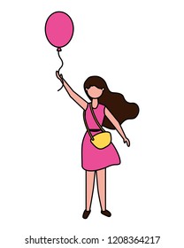 young woman holding party balloon