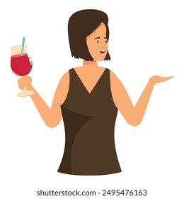 Young woman holding a wineglass and gesturing with her hand