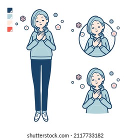 A Young woman in a hoodie with Rest images.It's vector art so it's easy to edit.