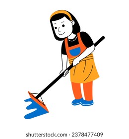 young woman house cleaner vector illustration