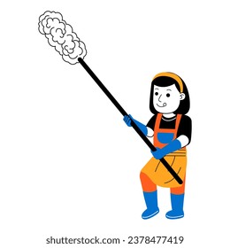 young woman house cleaner vector illustration