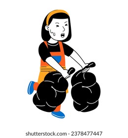 young woman house cleaner vector illustration