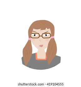 Young woman icon avatar. Vector illustration.