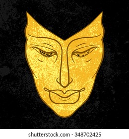 Young Woman Icon color. The illustration in style of heraldry. Print for a mascot and T-shirt or game graphic. Can be used for tattoo.